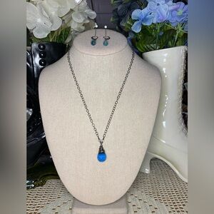 London Blue Topaz Faceted Necklace and Earrings